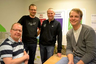 Ole Bitsch. De frivillige hænder er mange i Bordings foreninger - her ses nogle af dem i form af Henrik Engedahl (tv.), Morten Odgaard, Jørn Jensen og Jacob Jensen