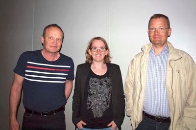 Professor, overlæge, dr. med Jan Blaakær, læge, ph. D. studerende Anne Hammer og afdelingslæge, ph. d. Anders Husted Madsen fortalte om forskellige kræftformer ved et foredrag arrangeret af Kræftens Bekæmpelses Lokalafdeling i Ikast-Brande. ?Foto: Thomas Vang Nielsen