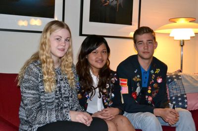 En forhenværende, en kommende og en nuværende udvekslingsstudent gennem Rotarys udvekslingsprogram. På billedet ses Frederik Borum, Amalie Mejer og Supisara Hongkou, (Paan)