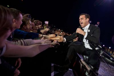 Der var god energi på Robbie Williams lørdag aften i Boxen. Foto: Morten Rygaard/Universal Music