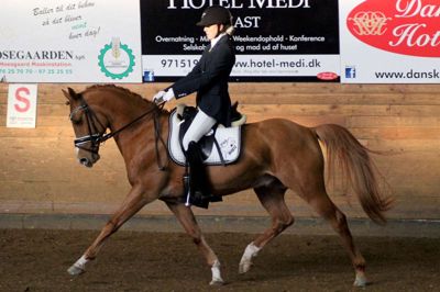 Ida Marie Ringby Stampe fra Ikast Rideklub - og ponyen Mr. Bojengel - vandt stævnets to højeste klasser.??Foto: Baun Photo
