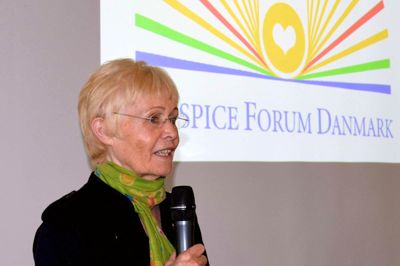 Tove Videbæk talte på generalforsamlingen, hvor hun blev genvalg som formand. ?Privatfoto