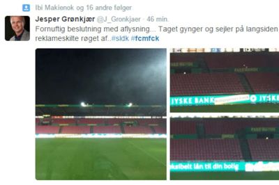 Grønkjær forsvarer FCMs aflysning af kampen med FCK Foto: Jesper Grønkjær, Twitter