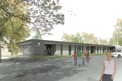 Den nye tilbygning på ISI skal rumme undervisningslokaler til blandt andet fysik og kemi og nye fællesarealer til skolens 250 elever ?(Illustration: Arkitec)