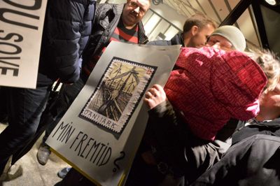 Der blev brugt mange metoder til at gøre indtryk på byrådspolitikerne. Her Edvard Munchs berømte maleri: Skriget ?foto Steen Hebsgaard