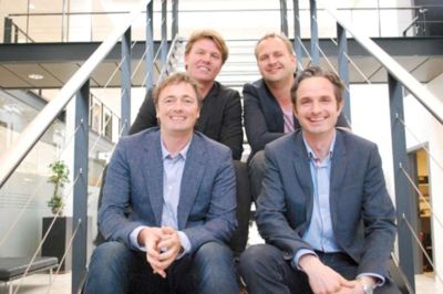 De fire direktører i DK company, der igen har været på opkøb, Jens Poulsen, Kasper Philipsen, Jens Obel og Søren Lauritsen