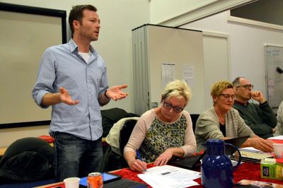 Tre byrådsmedlemmer medvirkede ved generalforsamlingen - fra venstre Martin Skøtt, Inge Dinis og Birthe Sørensen. ?Foto: Steen hebsgaard