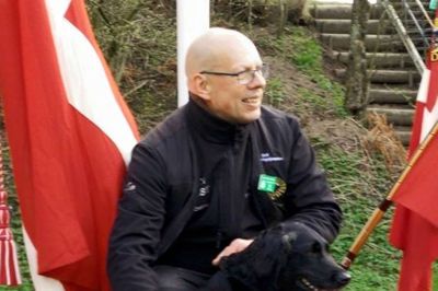 Thomas Stjernaas skal forsvare sidste års førsteplads i DM i Nordisk spor sammen med hunden Schizo ?foto privat