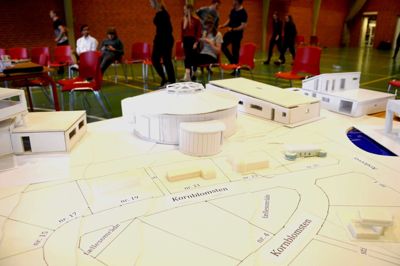 Et af de mange projekter, der deltog i den uformelle arkitektkonkurrence på Hestlund Efterskole.