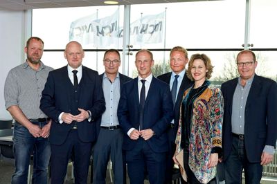 Bestyrelsen for MCH A/S fra venstre: Peter Frahm, medarbejdervalgt bestyrelsesmedlem MCH; Georg Sørensen, Administrerende direktør MCH; Sten Andersen (næstformand); Poul Sand (formand); Lars Bay-Smidt; Emilia Van Hauen; Esben Amorsen, medarbejdervalgt bestyrelsesmedlem MCH. ?Foto: MCH/Tony Brøchner