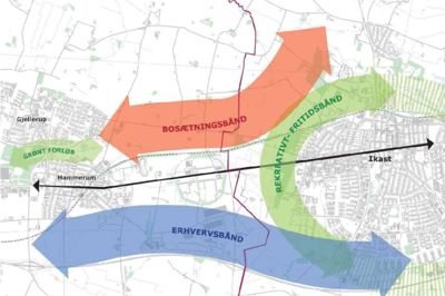 De foreløbige tanker bag Byregion Herning-Ikast går blandt andet på at skabe et bosætningsbånd nord for jernbanen og styrke erhvervsbåndet langs motorvejen. Det er også planen at arbejde med et grønt forløb mellem Hammerum og Gjellerup. Dertil kommer en udvidelse af Ikast mod vest med fokus på rekreative områder og fritidstilbud. ?Kort: Herning Kommune