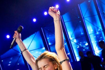 Emmelie de Forest, da hun vandt Dansk Melodi Grand Prix 2013. i Boxen. Foto: henrik Ole Jensen