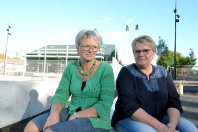 Lene Chang og Birgit Linaa glæder sig til, at Bordings borgere for alvor får øjnene op for, hvor flot der rent faktisk er blevet i midten af byen foto Laila Kempel