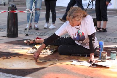 Street Art festivalen løb ikke med førsteprisen -men til gengæld var der hæder til arbejdet med at brande Hærvejen, der også løber gennem Ikast-Brande Kommune ?foto Privat
