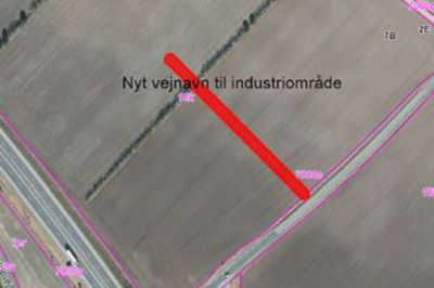 Den ny vej kom til at hedde Peder Larsens Vej. ?Skitse: Ikast-Brande Kommune
