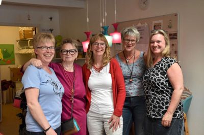 Leder af Home-Start Hanne Hebsgaard (tv) ses her sammen med festivalens arrangørgrupne fra venstre Marianne Sommer, Ilse Christensen, Lene Bundgaard Chang og Birgitte Haugaard Hansen. ?Foto: Steen Hebsgaard