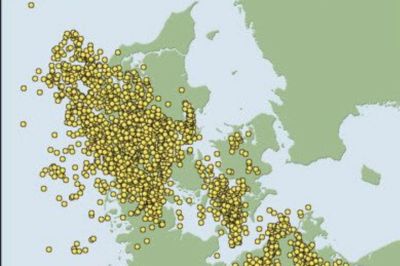 DMI målte masser af lynnedslag i går. Foto: dmi.dk