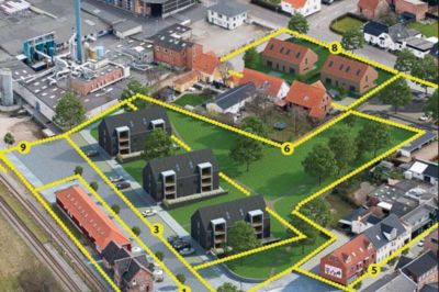 På denne illustration fra lokalplanen kan man se tre etageboliger placering i Olympiahaven