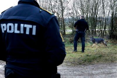Politiet var på stedet i dag og søgte efter spor med politihunde. ?Foto: Henrik Ole Jensen