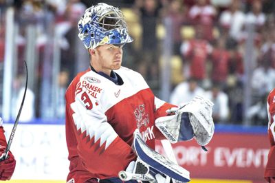 Frederik Andersen brugte sin VM-fridag på familiebesøg og afslapning. Foto: Scanpix/Henning Bagger