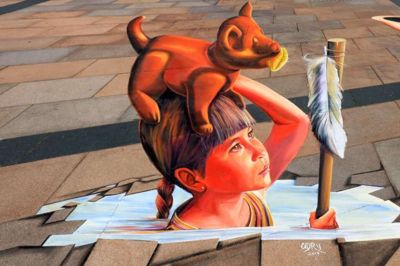 "Pige med hund" - Kunstner Adry del Roccio. ?Foto Preben Housted