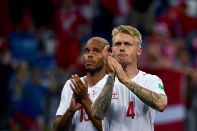 Simon Kjær og Danmark er ude af VM efter et nederlag til Kroatien i ottendedelsfinalen. Foto: Alexander Nemenov/Ritzau Scanpix