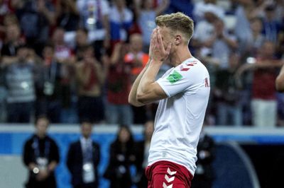 Den danske fodboldspiller Nicolai Jørgensen brændte et straffespark i ottendedelsfinalen mod Kroatien. Danmark tabte straffesparkskonkurrencen 2-3. Liselotte Sabroe/Ritzau Scanpix