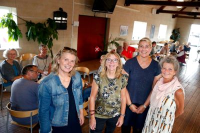 Fire gjæve kvinder er trukket i arbejdstøjet i bestræbelserne på at redde Brandes gamle sygehus og vandrerhjemmet og skabe Borgernes Hus. Det er fra venstre Lotte Stoltenborg, Ilse Christensen, Anja Norn og Dina Blomstrand. ?Foto: Tom Laursen