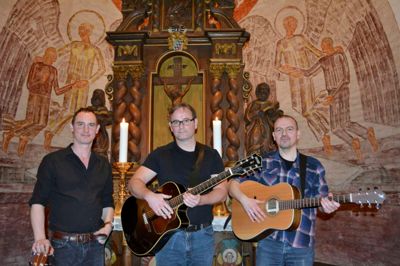 »Brothers of Mercy« - Fra venstre er det Sune Liisbjer, Peter Danielsen og Carsten Tranberg-Krab. ?Privatfoto.