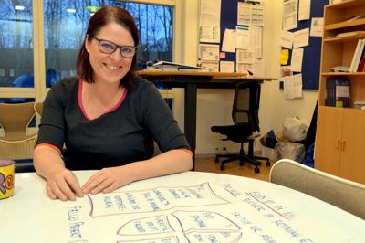 Rebecca Pedersen leder på IUC i Ikast glæder sig til at vise 10. klasses skolen frem for de besøgende den 24. januar, og fortælle om alle de mange spændende muligheder på skolen. ?Foto: Laila Kempel