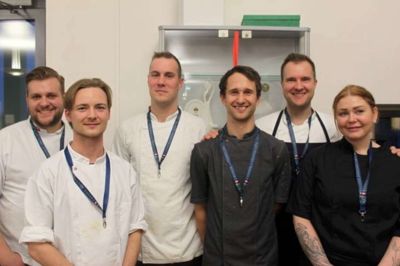 Cateringlandsholdet har fået seks nye ansigter. Fra venstre er det Rasmus Bundgaard, Oliver Knudsen, Christoffer Bro, Christian Simonsen, Lasse Nørgaard og Sofie Nielsen. Herudover tæller holdet fire gengangere fra bronzeholdet i 2018 - Christina Larsen, Søren Olsen, Steven Damkilde og Michael Simonsen.? Foto: PR-foto