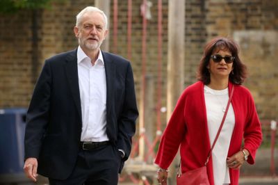 Isabel Infantes/Ritzau Scanpix. Lederen af oppositionspartiet Labour, Jeremy Corbyn, på vej til stemmelokalet tordsag for at afgive sin stemme til valget til Europa-Parlamentet. I Storbritannien bliver valget til Europa-Parlamentet opfattet som en form for folkeafstemning om både brexit og om tilliden til premierminister Theresa May.