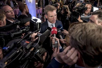 Mads Claus Rasmussen/Ritzau Scanpix. Valgfest hos DF (Dansk Folkeparti) med Kristian Thulesen Dahl på Christiansborg i København under Europa-Parlamentsvalget 2019, søndag den 26. maj 2019.. (Foto: Mads Claus Rasmussen/Ritzau Scanpix)