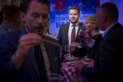 Liselotte Sabroe/Ritzau Scanpix. Valgfesten hos DF (Dansk Folkeparti) med Anders Vistisen på Christiansborg i København under Europa-Parlamentsvalget 2019, søndag den 26. maj 2019. (Foto: Liselotte Sabroe/Scanpix 2019)