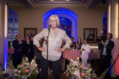 Liselotte Sabroe/Ritzau Scanpix. Pia Kjærsgaard kom også med en opsang til pressen, hvoraf dele blev kaldt "spydig", og hun skældte ud på EU-systemet, fordi sagen om muligt misbrug af EU-midler endnu ikke er afgjort i Meld- og Feld-sagen.