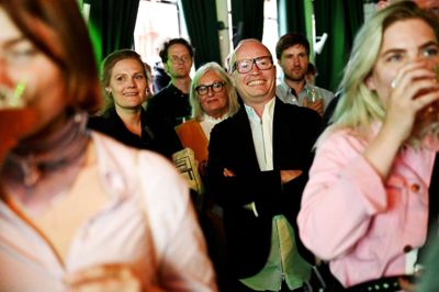 Philip Davali/Ritzau Scanpix. Rasmus Nordqvist under valgfesten hos Alternativet på Vesterbro i København under europaparlamentsvalget søndag.
