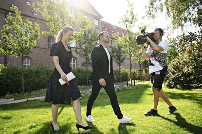 Radikale Venstre afholder pressemøde om de nu afsluttede regeringsforhandlinger med partileder Morten Østergaard og gruppenæstformand Sofie Carsten Nielsen, i Bibliotekshaven på Christiansborg onsdag den 26. juni 2019. Foto: Philip Davali/Ritzau Scanpix