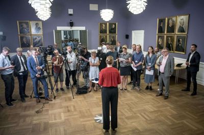 Mette Frederiksen fra Socialdemokratiet efter de afsluttede regeringsforhandlinger i Landstingssalen på Christiansborg. Her stod det klart, at børnene i Sjælsmark skal flyttes til nyt udrejsecenter med bedre forhold.