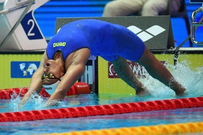 Danmark gik ikke videre til finalen i 4 x 100 meter medley ved VM i langbane. På billedet ses en af de finske svømmere.