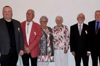 Fra venstre er det Erik Daniel, Johannes Daniel, Ella Rasmussen, Gudrun Lorenzen, Henry Jensen og Morten Jensen. Foto: Privatfoto