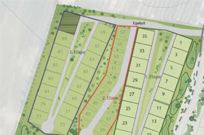 Første etape med 17 byggegrunde i Egelyst i Ikast sættes nu til salg. ?Illustration: Ikast-Brande Kommune