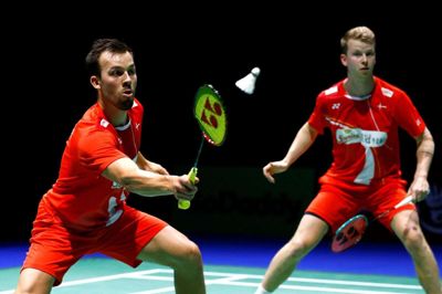 Herredoublen med Kim Astrup og Anders Skaarup Rasmussen er ude af Malaysia Master efter blot en kamp. (Arkivfoto)
