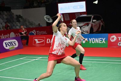 Sara Thygesen (til venstre) og Maiken Fruergaard slog blandt andet de olympiske mestre på deres vej til finalen i Indonesia Masters.