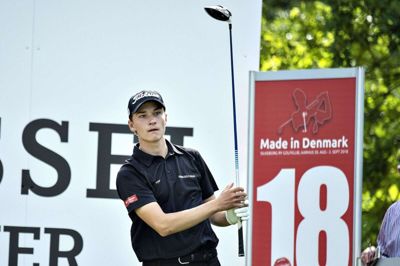 Rasmus Højgaard vandt i december sin første European Tour-titel, da han sejrede ved Mauritus Open. Søndag lurede endnu en titel, men den unge dansker gik ned på finaledagen ved Oman Open. (Arkivfoto)