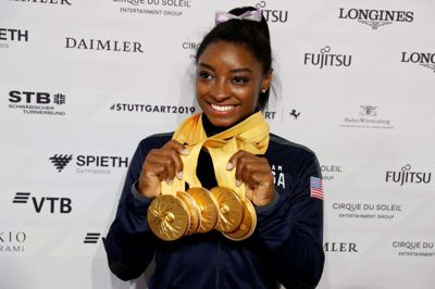Verdensmester i gymnastisk Simone Biles fra USA er et af landets største håb ved det kommende sommer-OL. (Arkivfoto.)