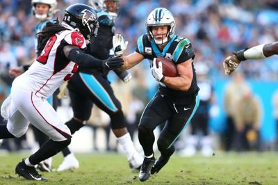 Carolina Panthers' running back Christian McCaffrey løb for over 1000 yards og greb for over 1000 yards i den seneste sæson, hvilket kun to andre før ham har gjort. (Arkivfoto).