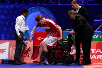 14. marts blev Anders Antonsen kørt ud af arenaen i Birmingham.