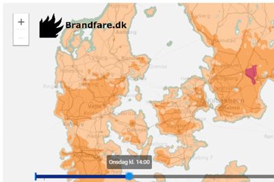Man skal ikke undervurdere risikoen for naturbrande. På hjemmesiden www.brandfare.dk kan man se indekset for de kommende dage. Screendump: Www.brandfare.dk