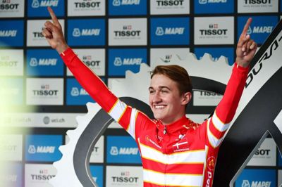 Mikkel Bjerg blev sidste år nummer to i U23-enkeltstart ved EM i cykling. Landsmanden Johan Price-Pejtersen vandt guld.