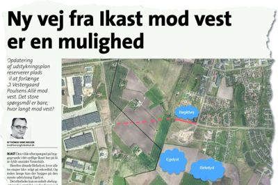 Herning Folkeblad 14. juni 2019: For et år siden luftede den lokale avis muligheden for at forlænge O. Vestergaard Poulsens Allé fra det vestlige Ikast til eksisterende rundkørsel på N.O. Hansens Vej og på denne måde binde området bedre sammen. Hugo Nielsen fra Ikast gik også rundt med samme idé og indsendte et borgerforslag til Ikast-Brande Kommune. Forslaget kom med i budgetforliget og er nu en realitet. Den nye vej er på vej.